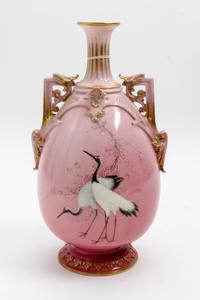 A Royal Worcester Porcelain Vase Height 12 1/4 inches. — 1891