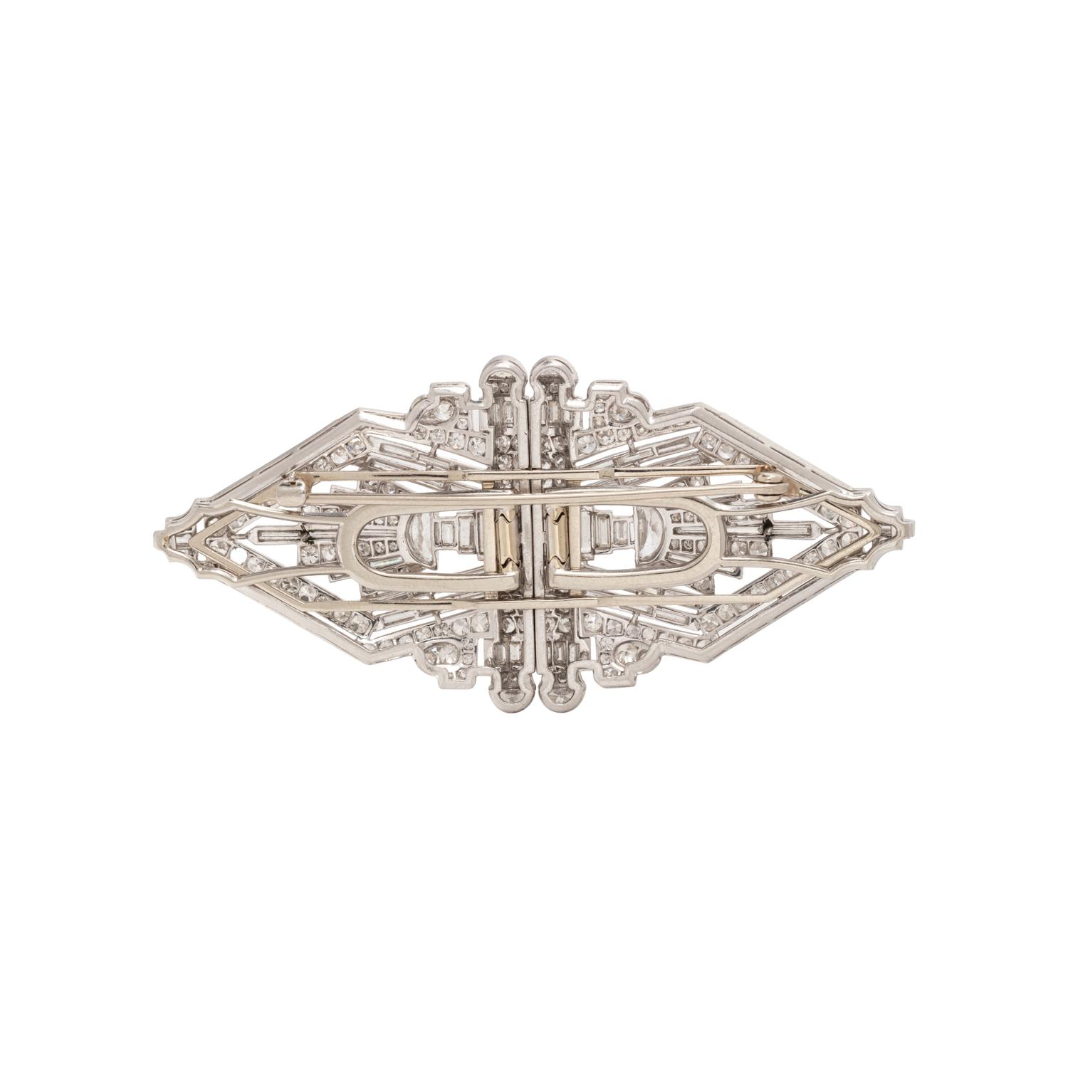 ART DECO, PLATINUM AND DIAMOND DOUBLE CLIP BROOCH