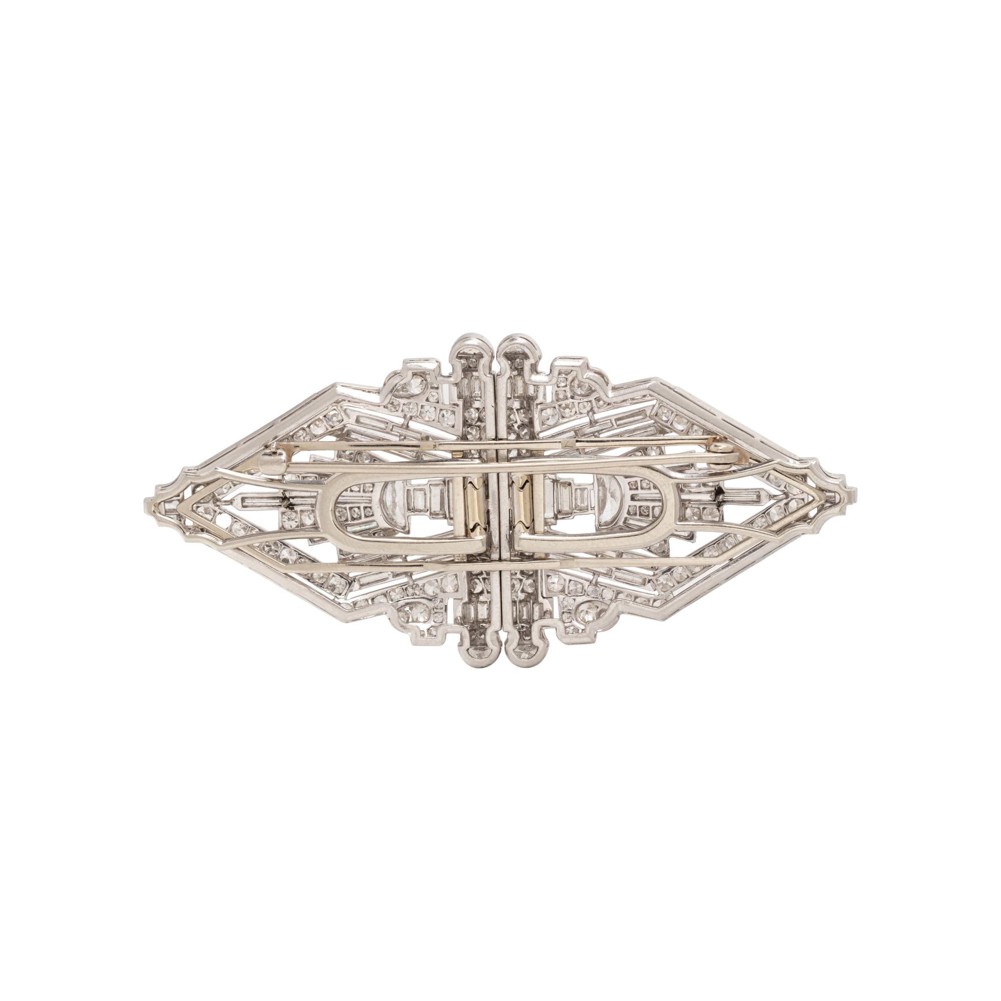 ART DECO, PLATINUM AND DIAMOND DOUBLE CLIP BROOCH