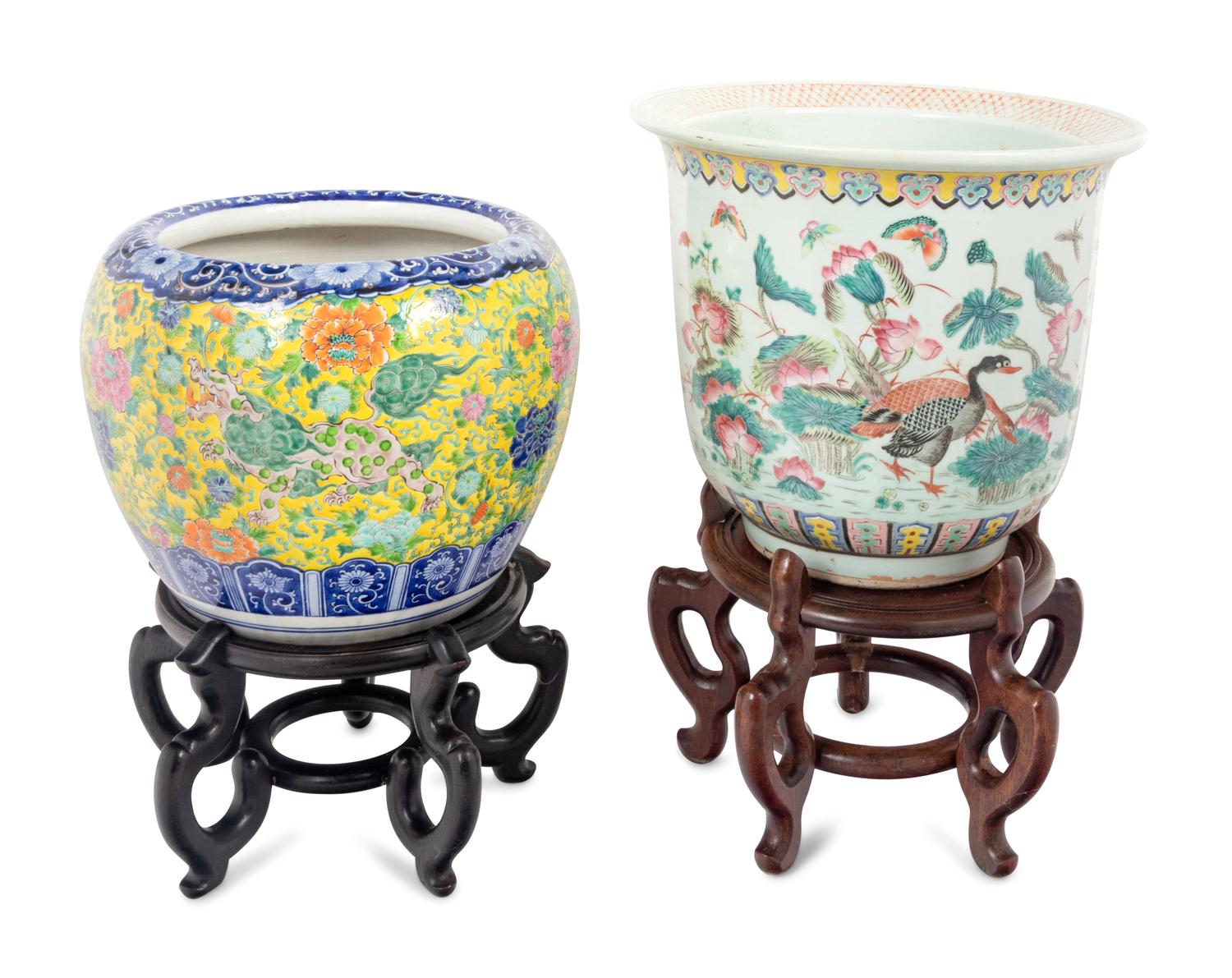 Two Chinese Porcelain Fishbowls