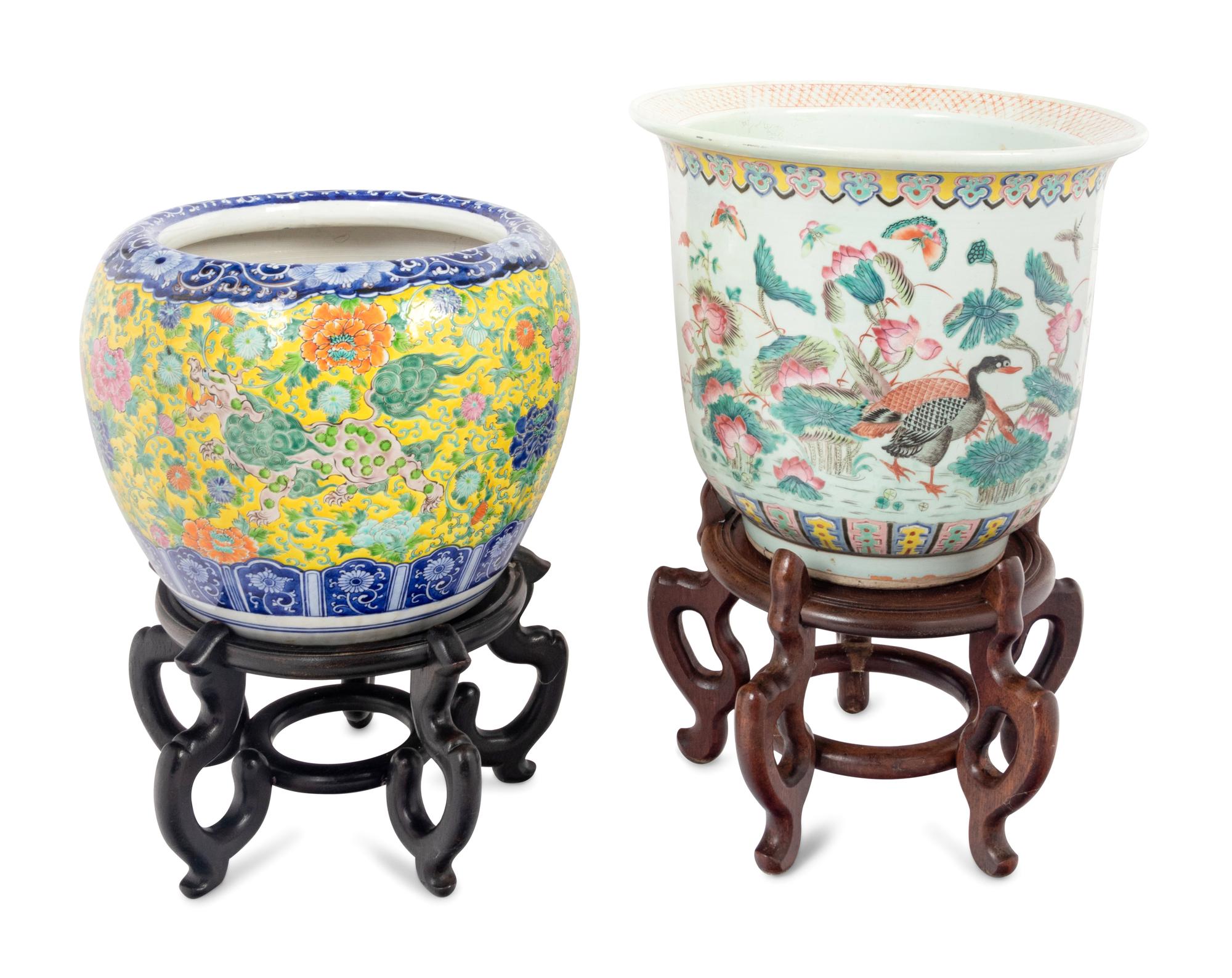 Two Chinese Porcelain Fishbowls