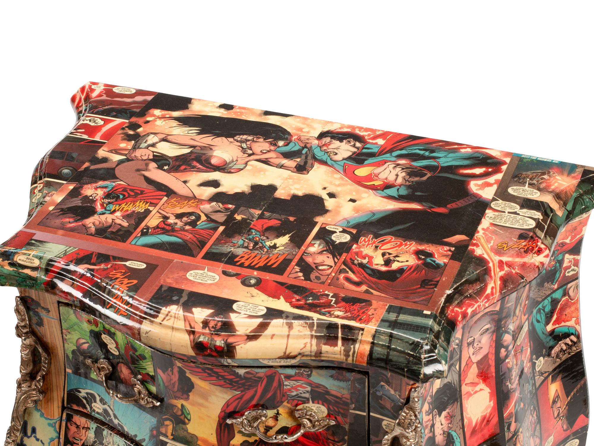 A Pair of Comic-Découpaged Night Stands