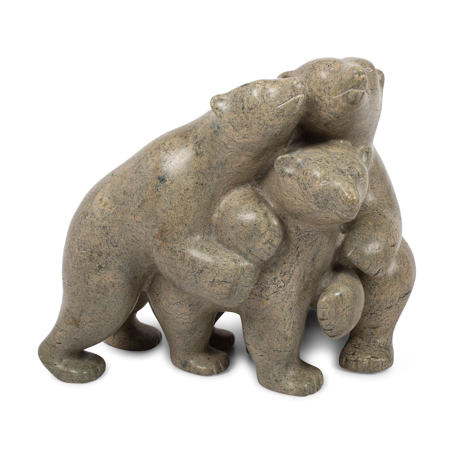 Soapstone Sculpture, Polar Bear Family