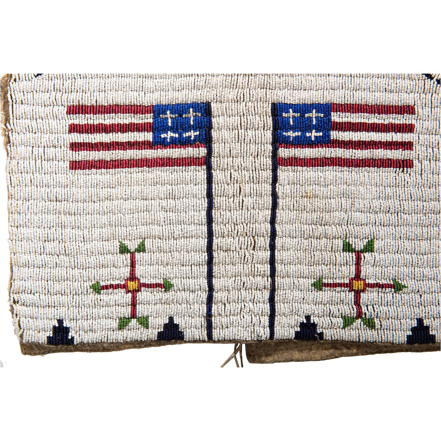 Sioux Child's Beaded Buffalo Hide Pictorial Vest