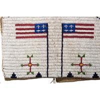 Sioux Child's Beaded Buffalo Hide Pictorial Vest