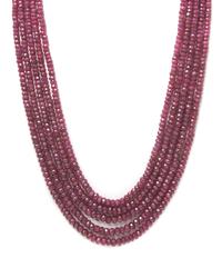 A Multi Strand Faceted Ruby Bead Necklace,