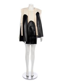 Comme des Garcons Black Faux Leather and Natural Muslin Tunic, 1990-2000s