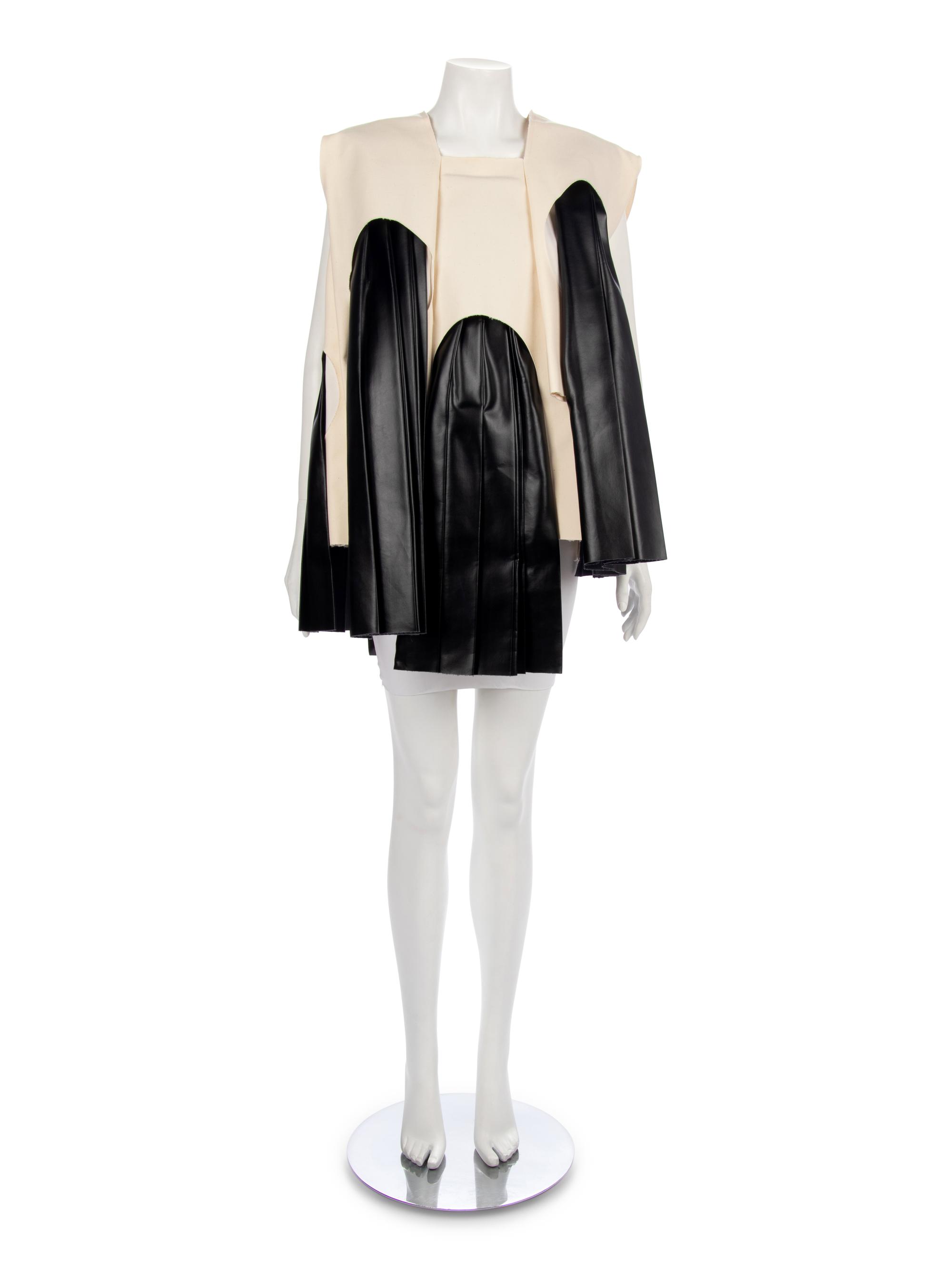 Comme des Garcons Black Faux Leather and Natural Muslin Tunic, 1990-2000s