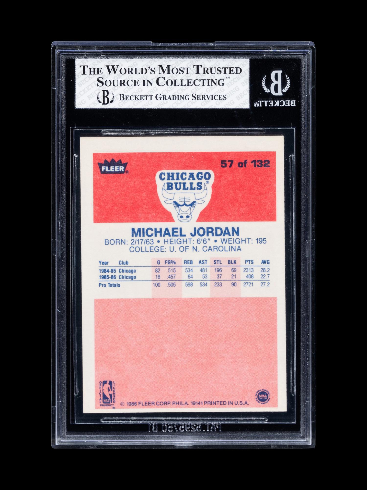 A Complete Set of 1986 Fleer Basketball Cards Including a BGS 5 EX Michael Jordan No. 57 (132/132)