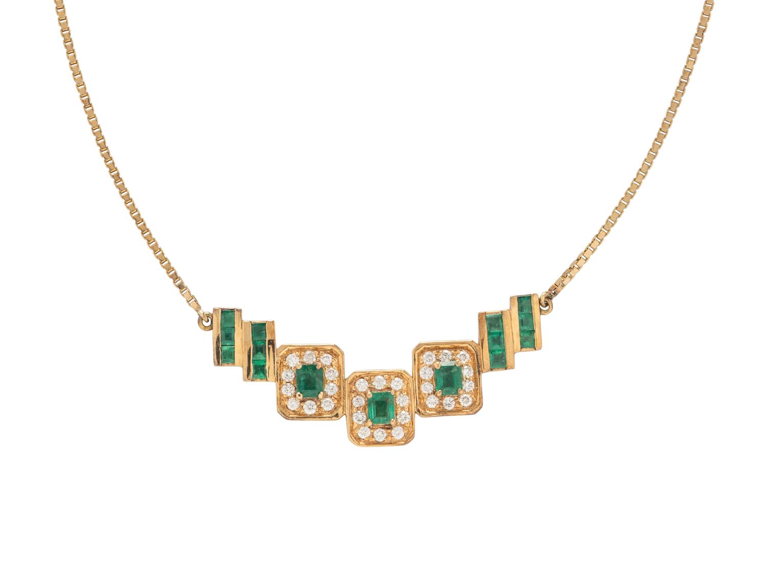 EMERALD AND DIAMOND NECKLACE