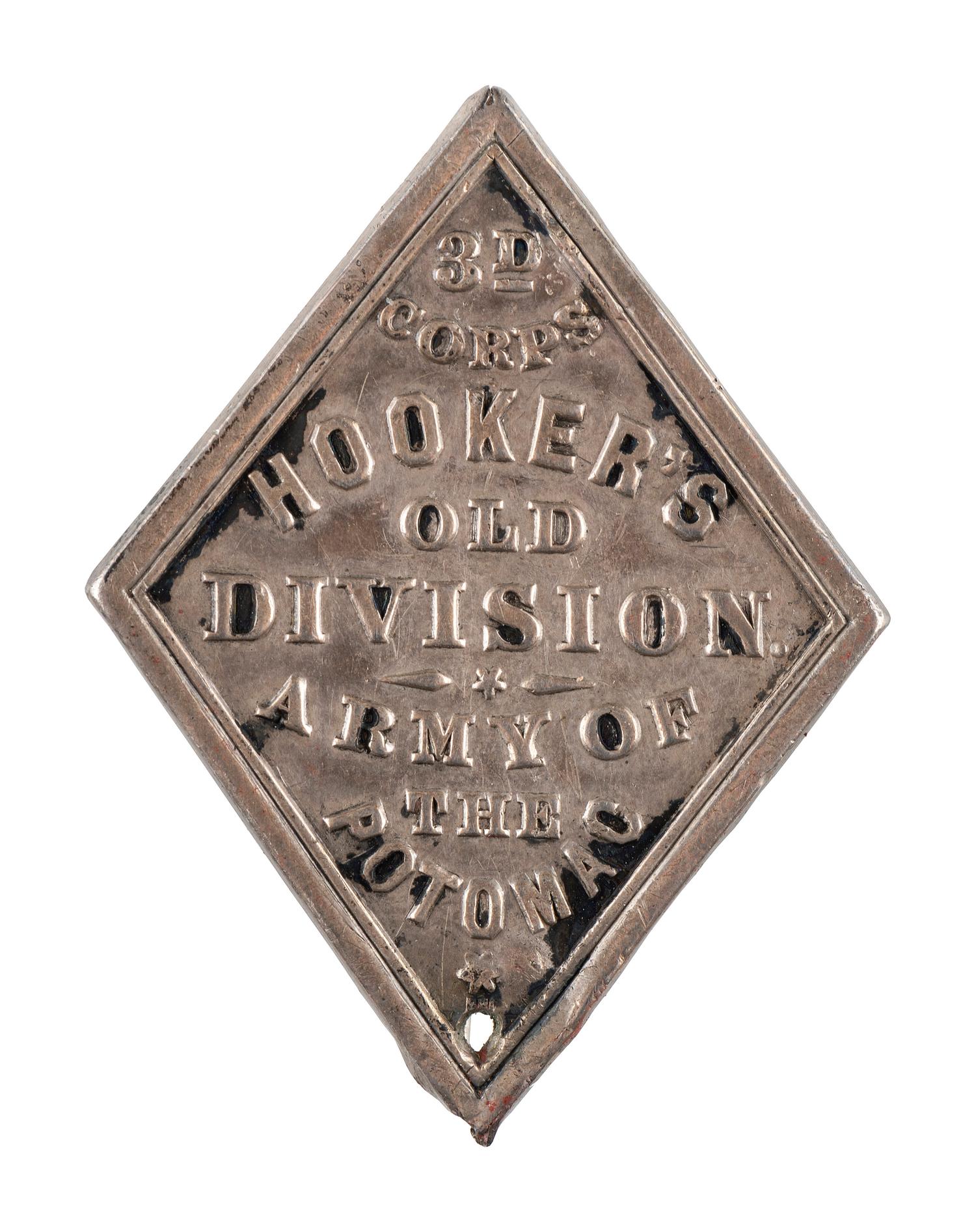 [CIVIL WAR]. "Hooker's Old Division" III Corps badge.