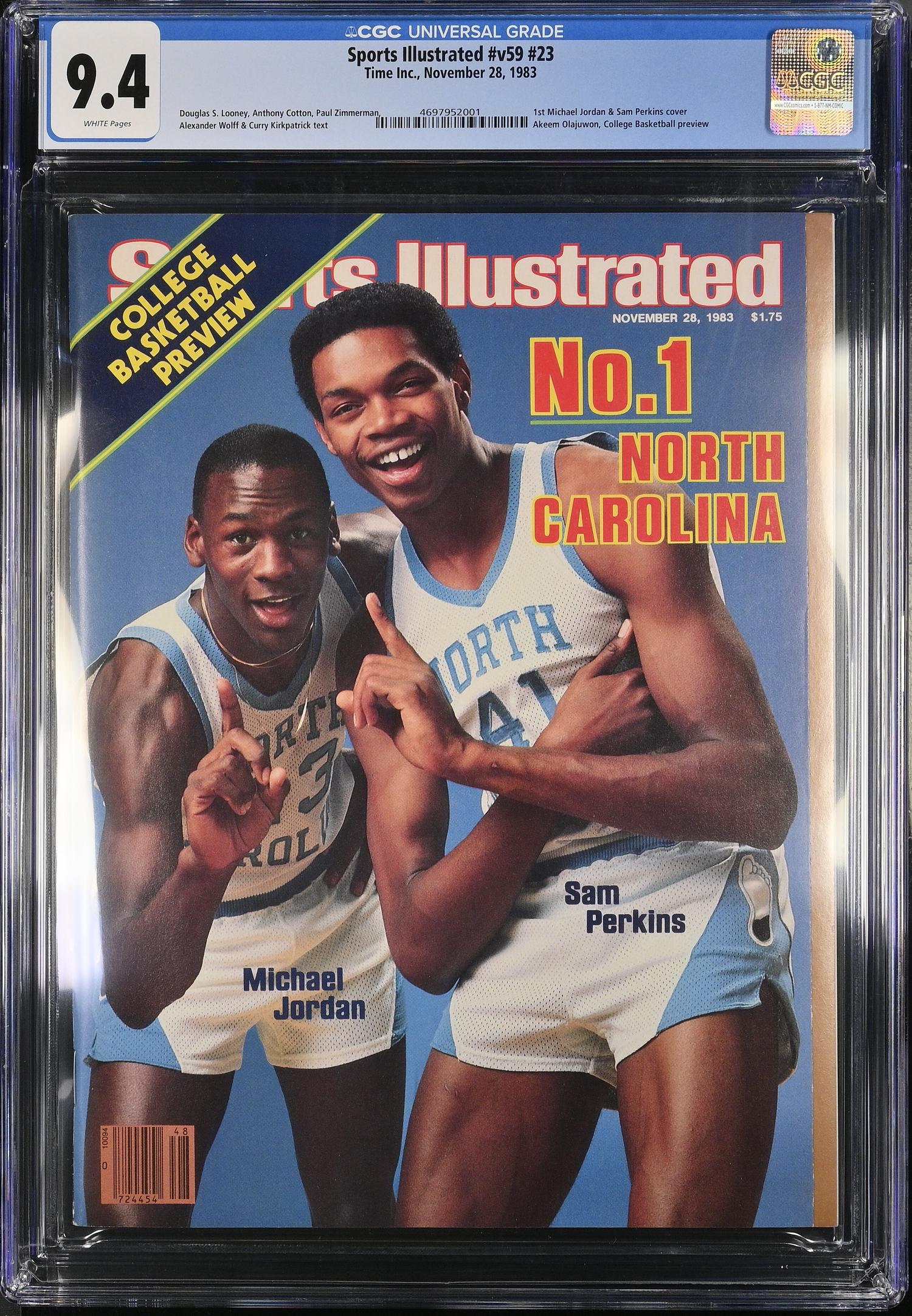 A Nov. 28, 1983 Sports Illustrated Newsstand Edition - Michael Jordan First Cover Appearance - CGC 9.4, POP 2, Only One Graded Higher