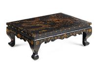 A Korean Inlaid Black Lacquered Low Table