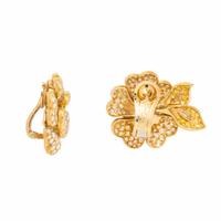 Van Cleef & Arpels, Diamond, Yellow Diamond, and Yellow Gold 'Gardenia' Earrings
