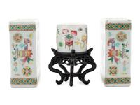 Three Chinese Famille Rose Porcelain Articles