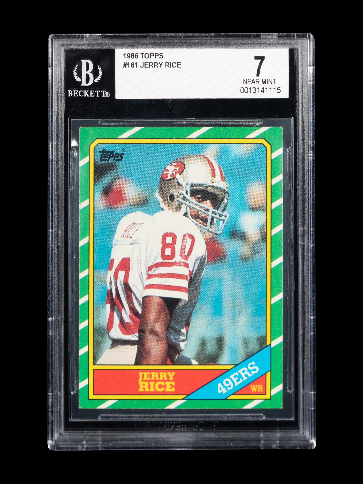 A 1986 Topps Jerry Rice Rookie Football Card No. 161 (BGS 7 NM)