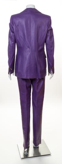 An Escada Purple Leather Pant Suit, Both size 38.
