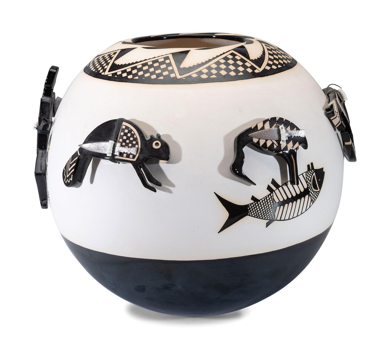 Ceramic Mimbres-Style Pottery Jar