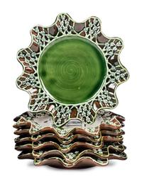 A Set of Eighteen Mackenzie-Childs Wittika Pickle Ceramic Salad Plates