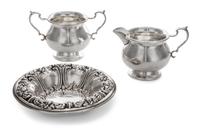 Three American Silver Articles, Whiting and Hunt Co., comprising a bowl and a creamer and sugar set.