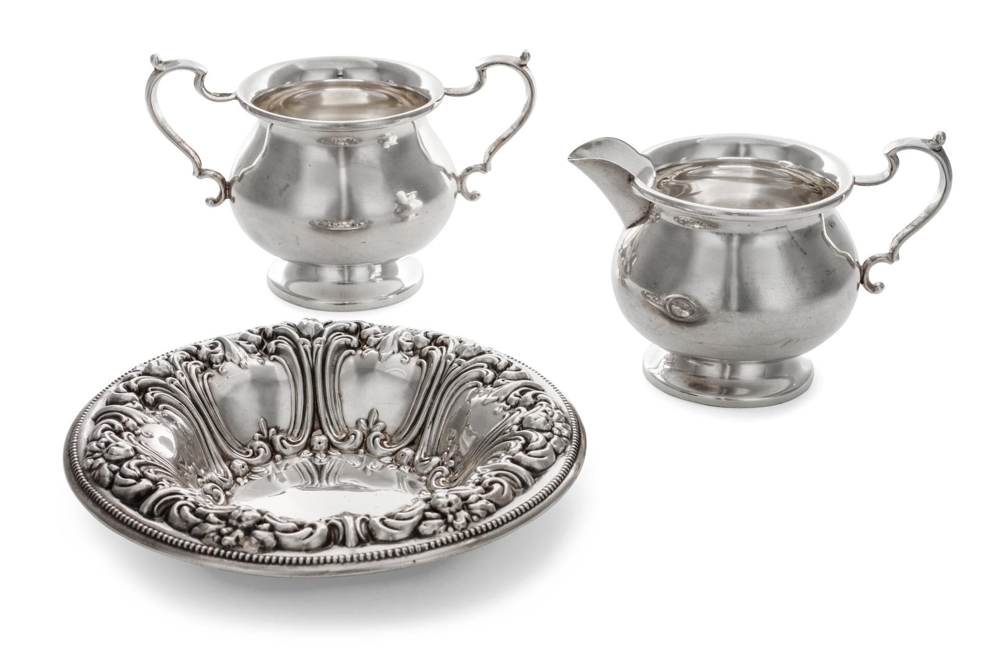 Three American Silver Articles, Whiting and Hunt Co., comprising a bowl and a creamer and sugar set.