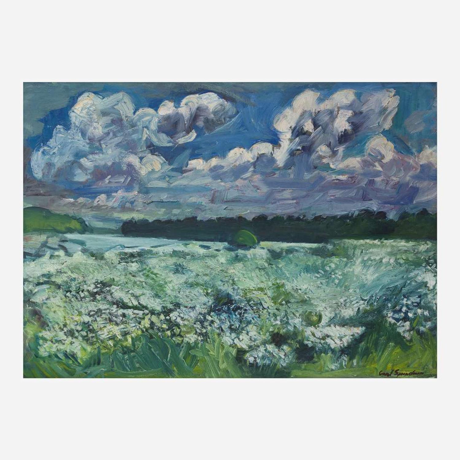 Carl Sprinchorn (American, 1887-1971) Daisy Fields and Clouds