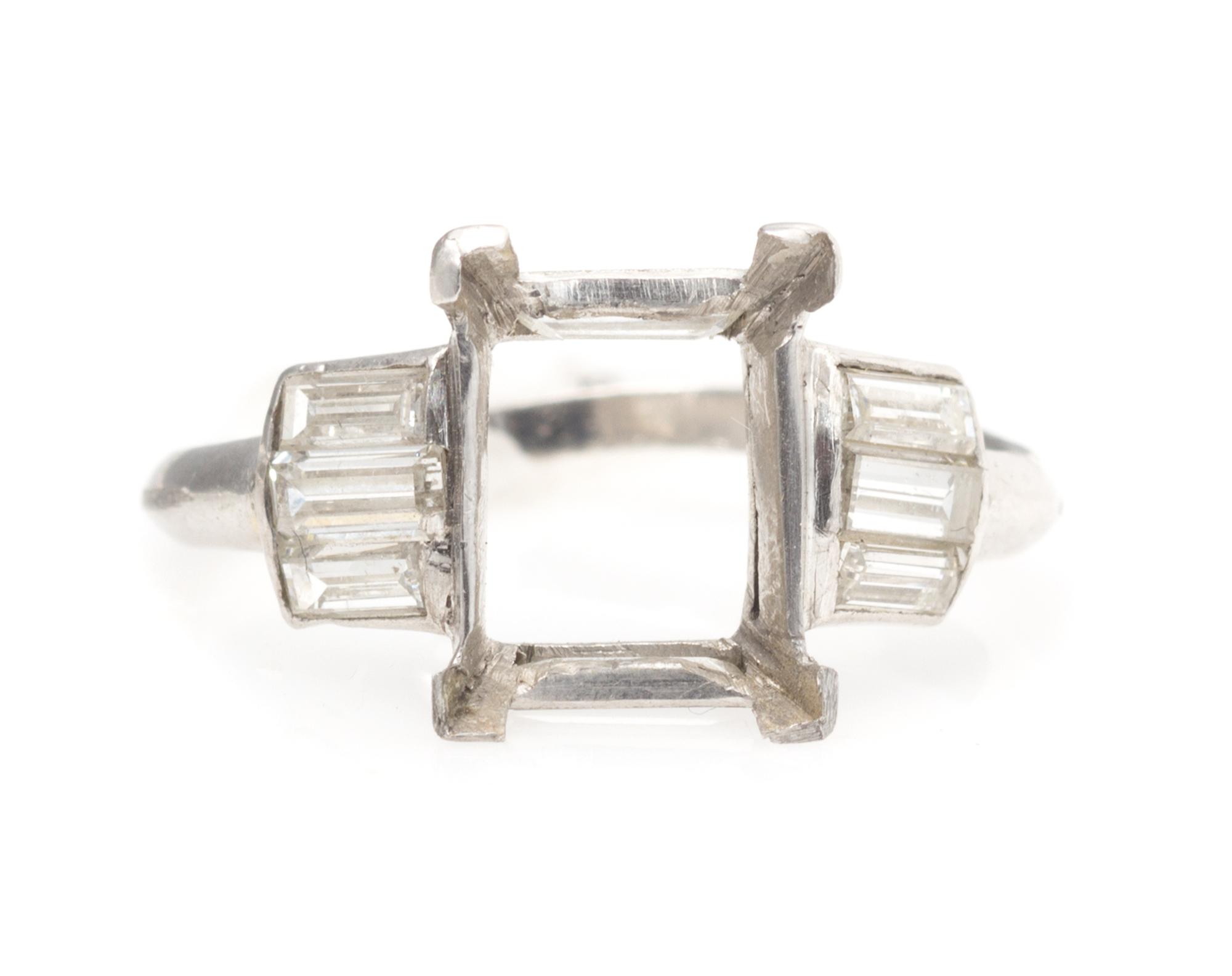A Platinum and Diamond Ring Setting, 2.40 dwts.