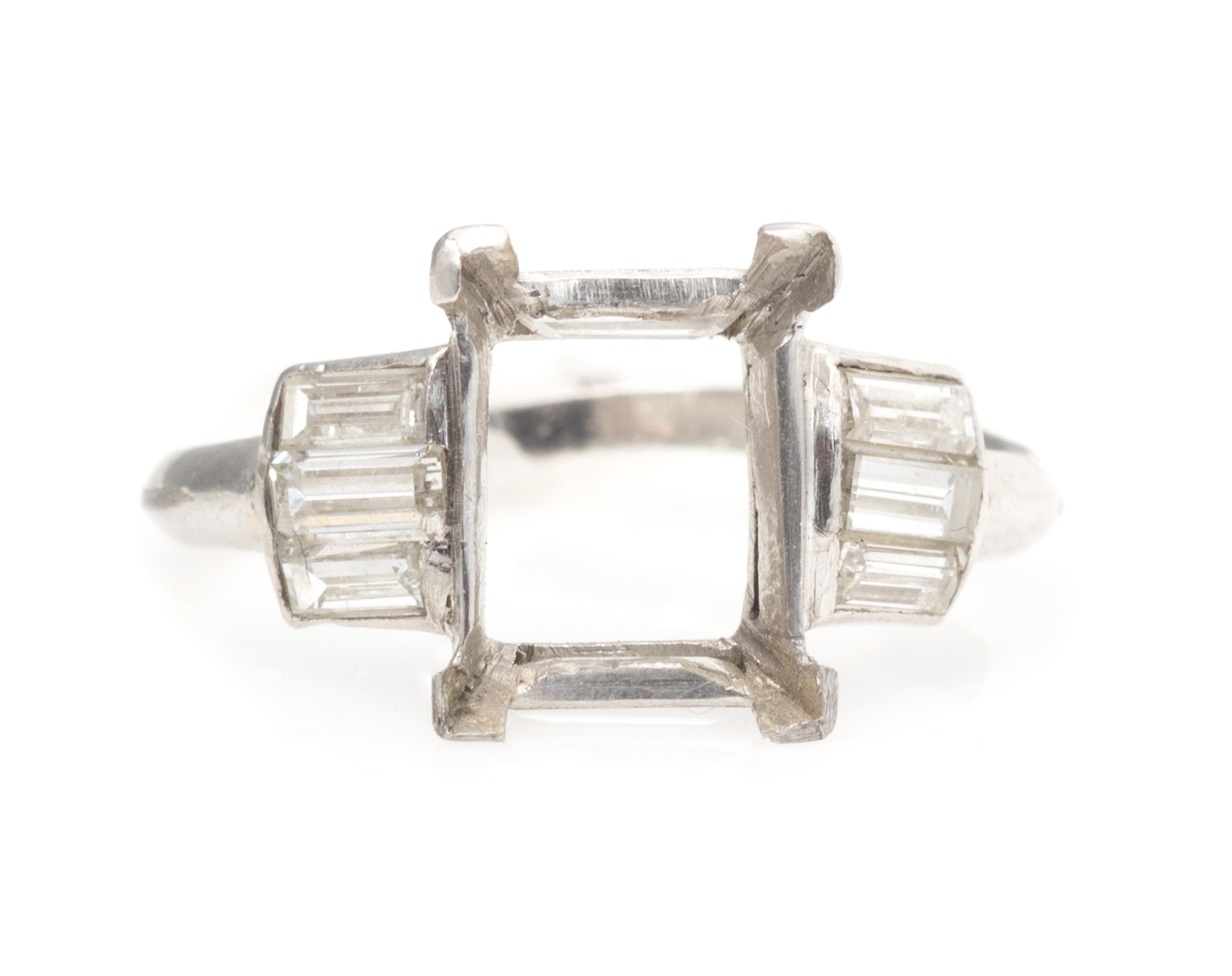 A Platinum and Diamond Ring Setting, 2.40 dwts.
