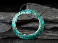 Kewa Turquoise Inlaid Spiny Oyster Pendant