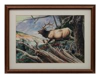 Elk in a Landscape , together with pencil study