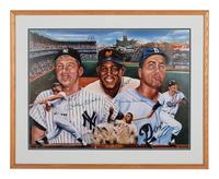A Mickey Mantle, Willie Mays and Duke Snider "Kings of New York" Signed Autograph Robert Simon Limited Edition Print (Beckett Authentication Services Letter BAS Certified),