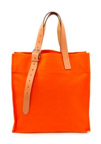 An Hermès Orange Canvas Etiviere Shopping Tote, 16" x 17" x 6"; Strap adjustable to 17".