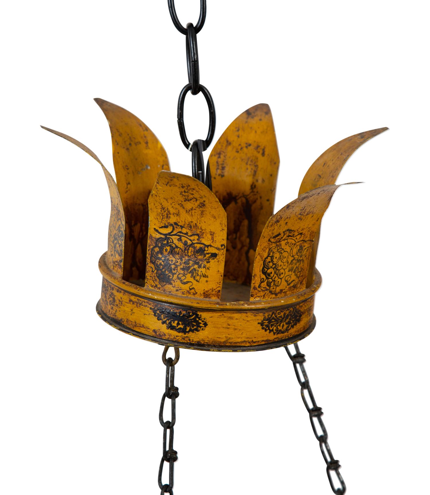 A Pair of French Tole Six-Light Chandeliers — EARLY 20TH CENTURY
