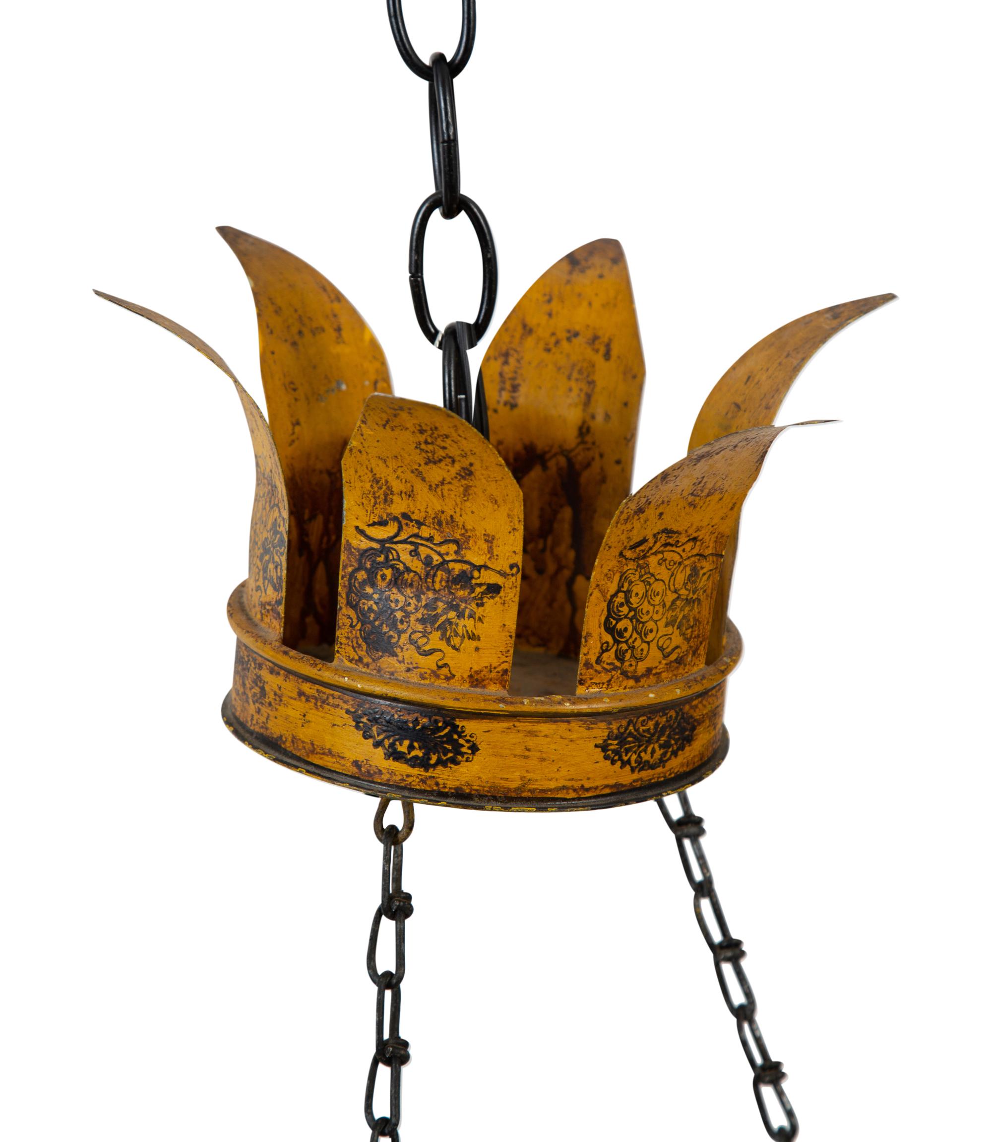 A Pair of French Tole Six-Light Chandeliers — EARLY 20TH CENTURY