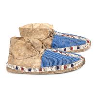 Sioux Child's Beaded Hide Moccasins