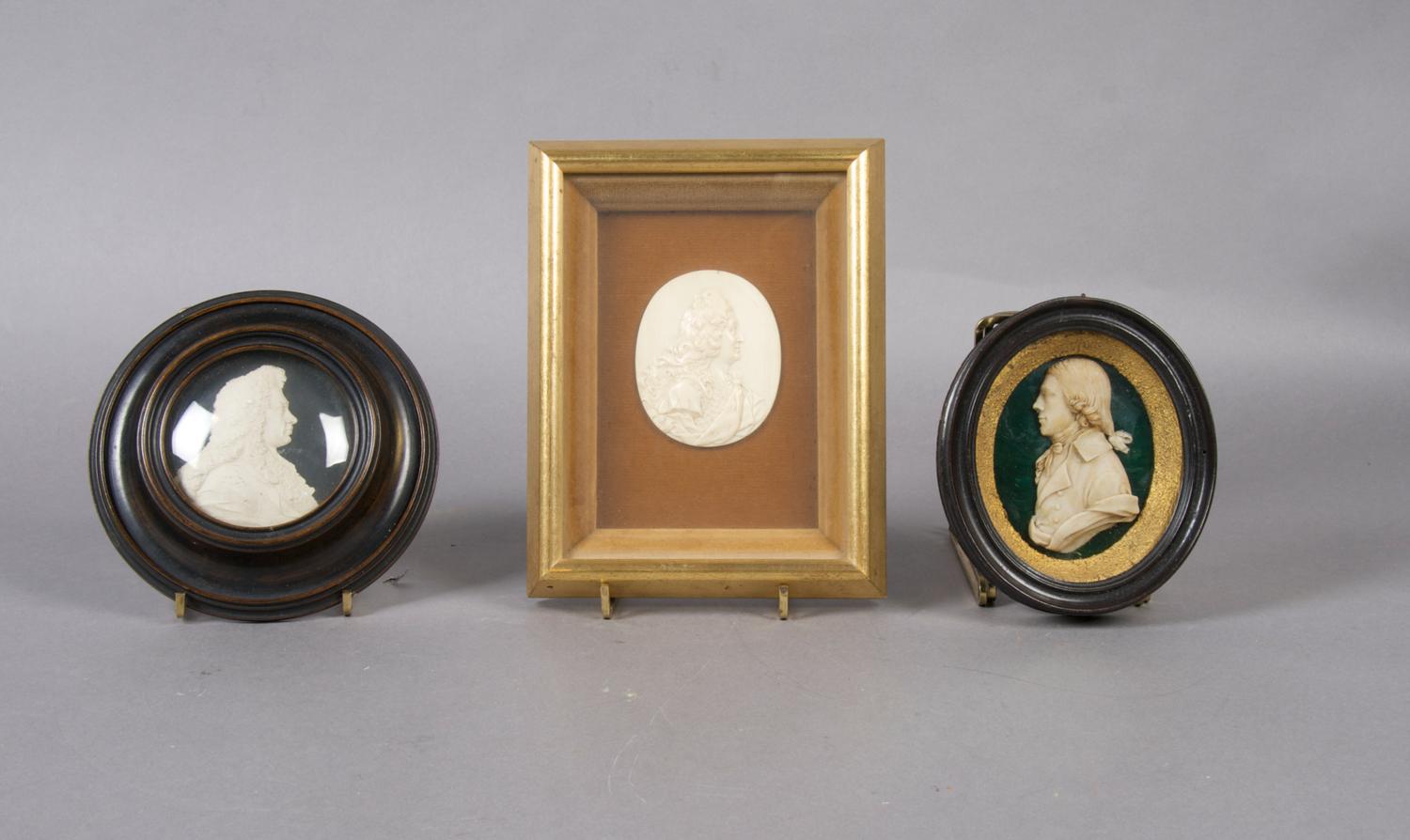 A Continental Carved Ivory Portrait Profile, Height of first 2 3/4 inches.