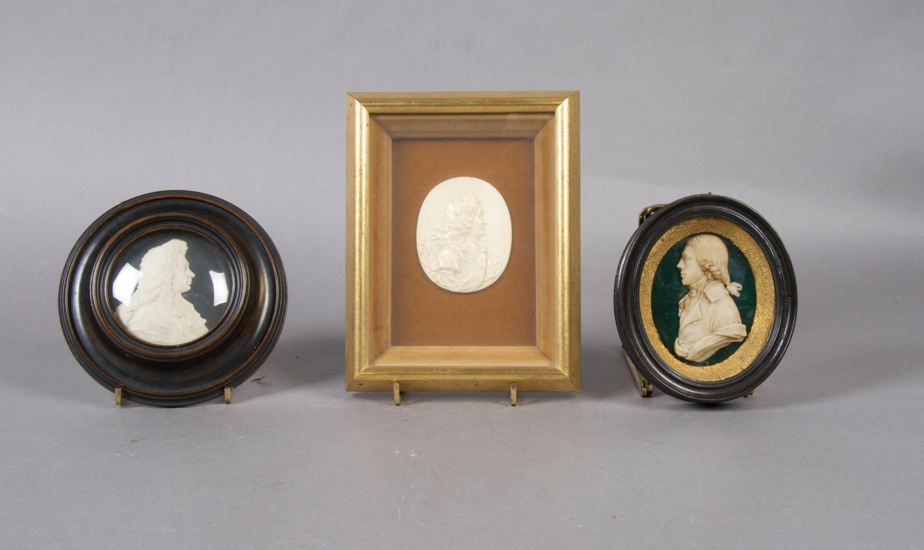 A Continental Carved Ivory Portrait Profile, Height of first 2 3/4 inches.