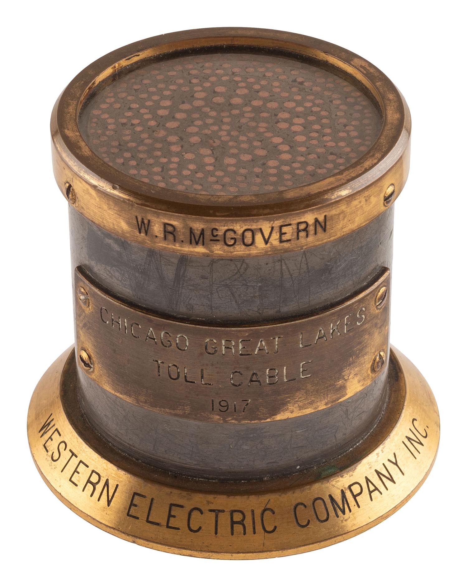 [SCIENCE & TECHNOLOGY]. Western Electric Company, Inc. toll cable presented to Bell Telephone Company Chief Engineer, W.R. McGovern, 1917.
