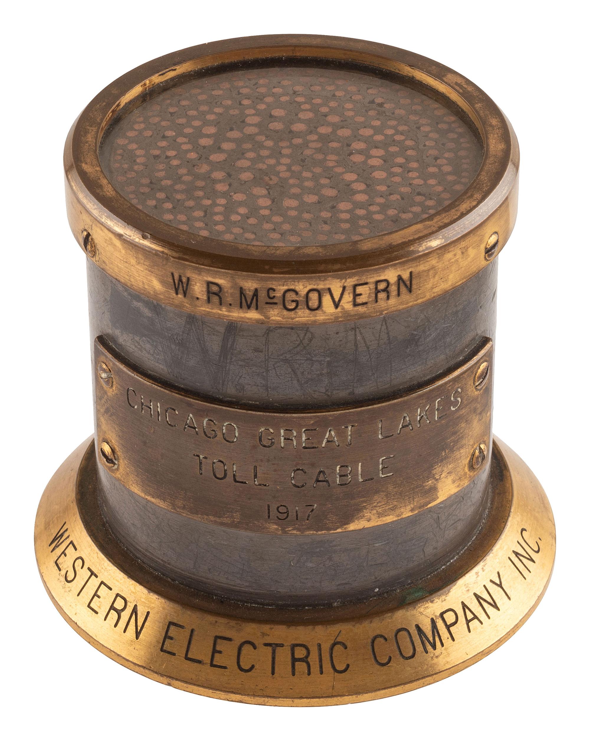 [SCIENCE & TECHNOLOGY]. Western Electric Company, Inc. toll cable presented to Bell Telephone Company Chief Engineer, W.R. McGovern, 1917.