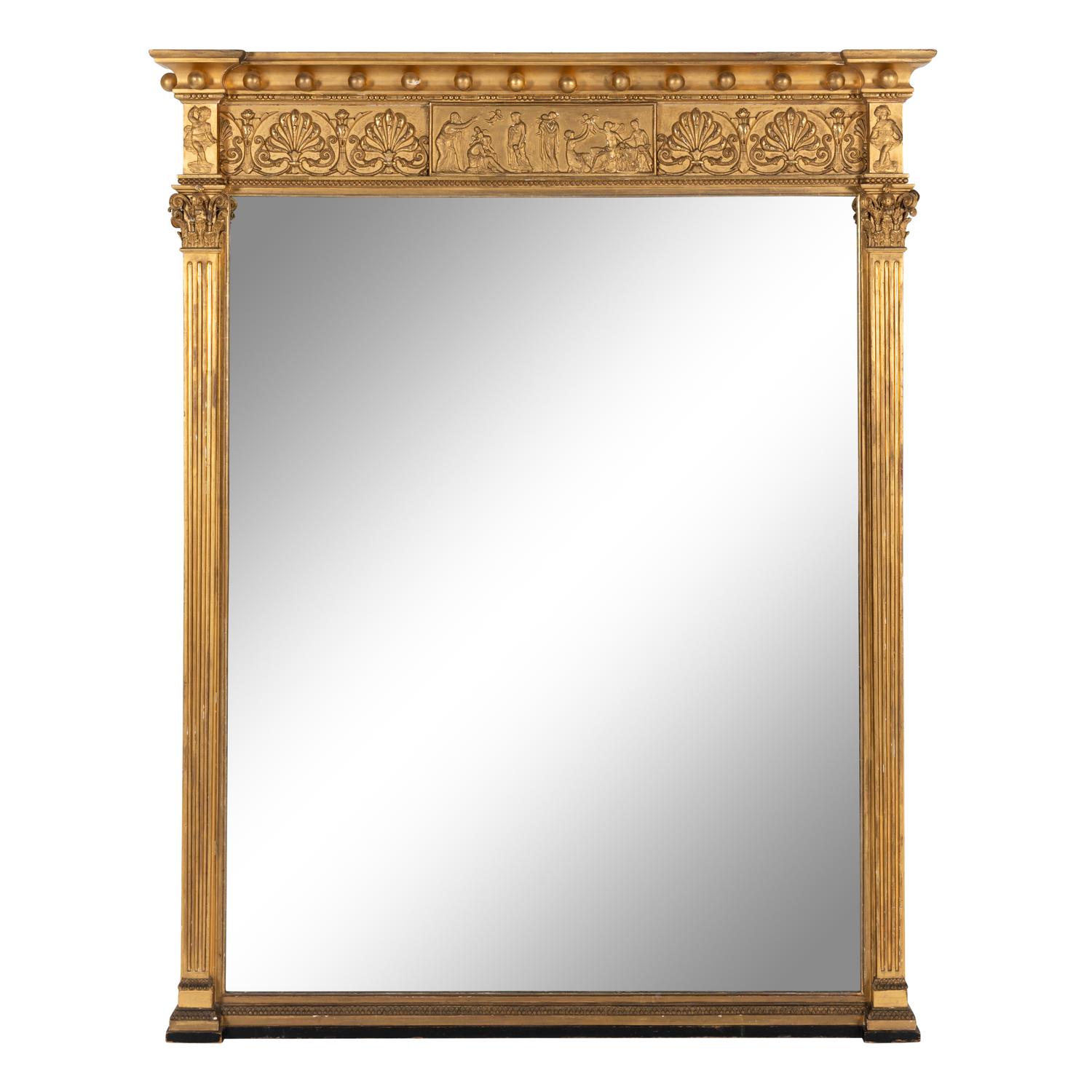 A Large Neoclassical Style Giltwood Mirror