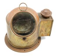 A Brass Cased Ship's Binnacle Height 8 x width 10 1/2 inches. — SESTREL, LATE 19TH CENTURY