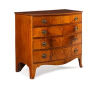 A Federal Inlaid and Figured Mahogany Bow-Front Chest of Drawers