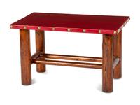 Coffee Table with Leather Top and Brass Tacks, circa 1945