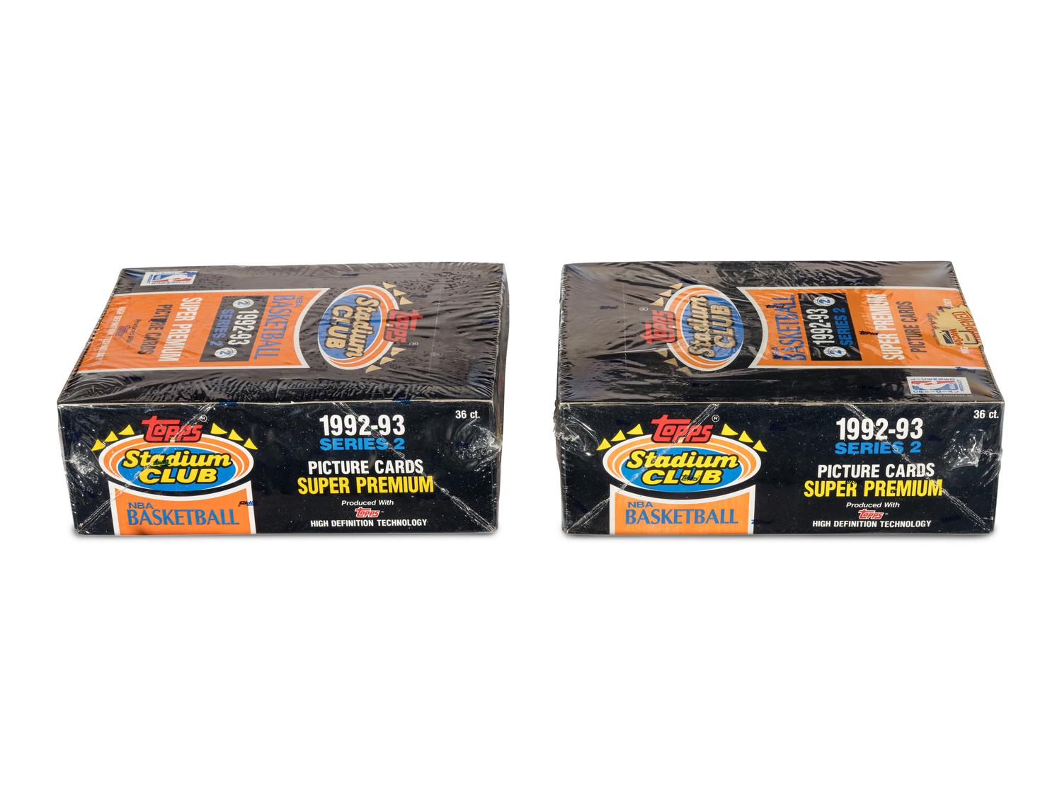 A Group of Two Sealed Boxes of 1992-93 Topps Stadium Club Series Two Basketball Cards (Possible Shaquille O'Neal Rookie Cards)