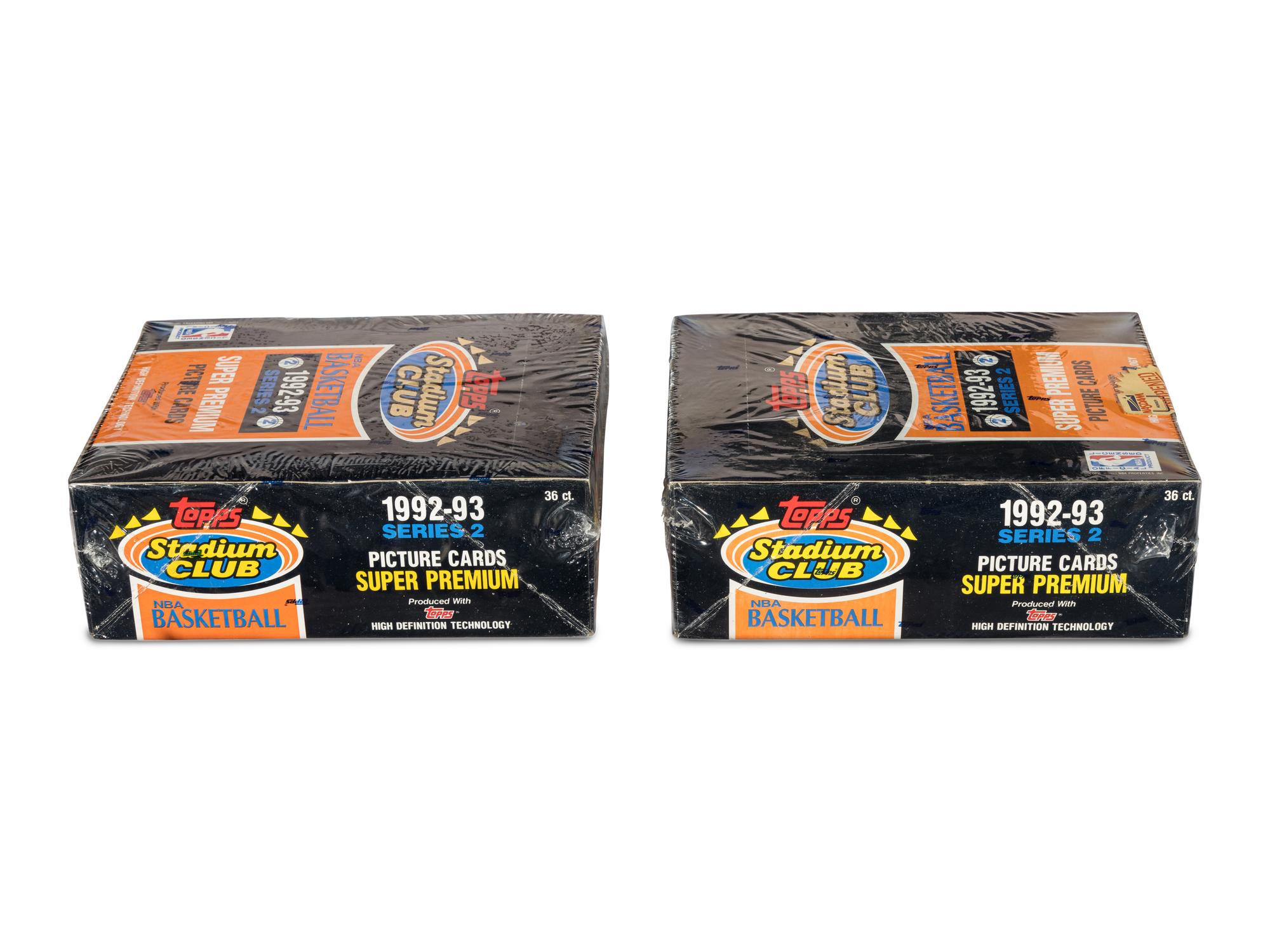A Group of Two Sealed Boxes of 1992-93 Topps Stadium Club Series Two Basketball Cards (Possible Shaquille O'Neal Rookie Cards)
