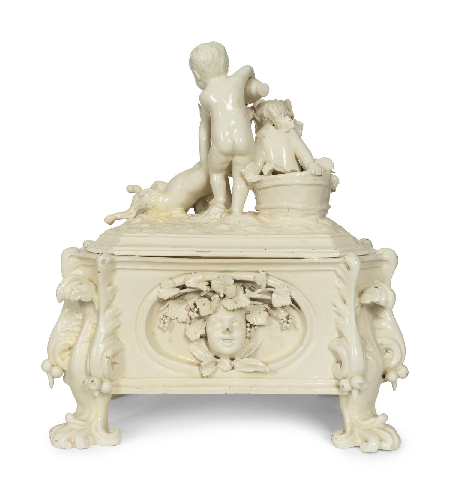 A Capodimonte White-Glazed Faience Table Casket