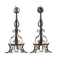 A Pair of Continental Iron Andirons
