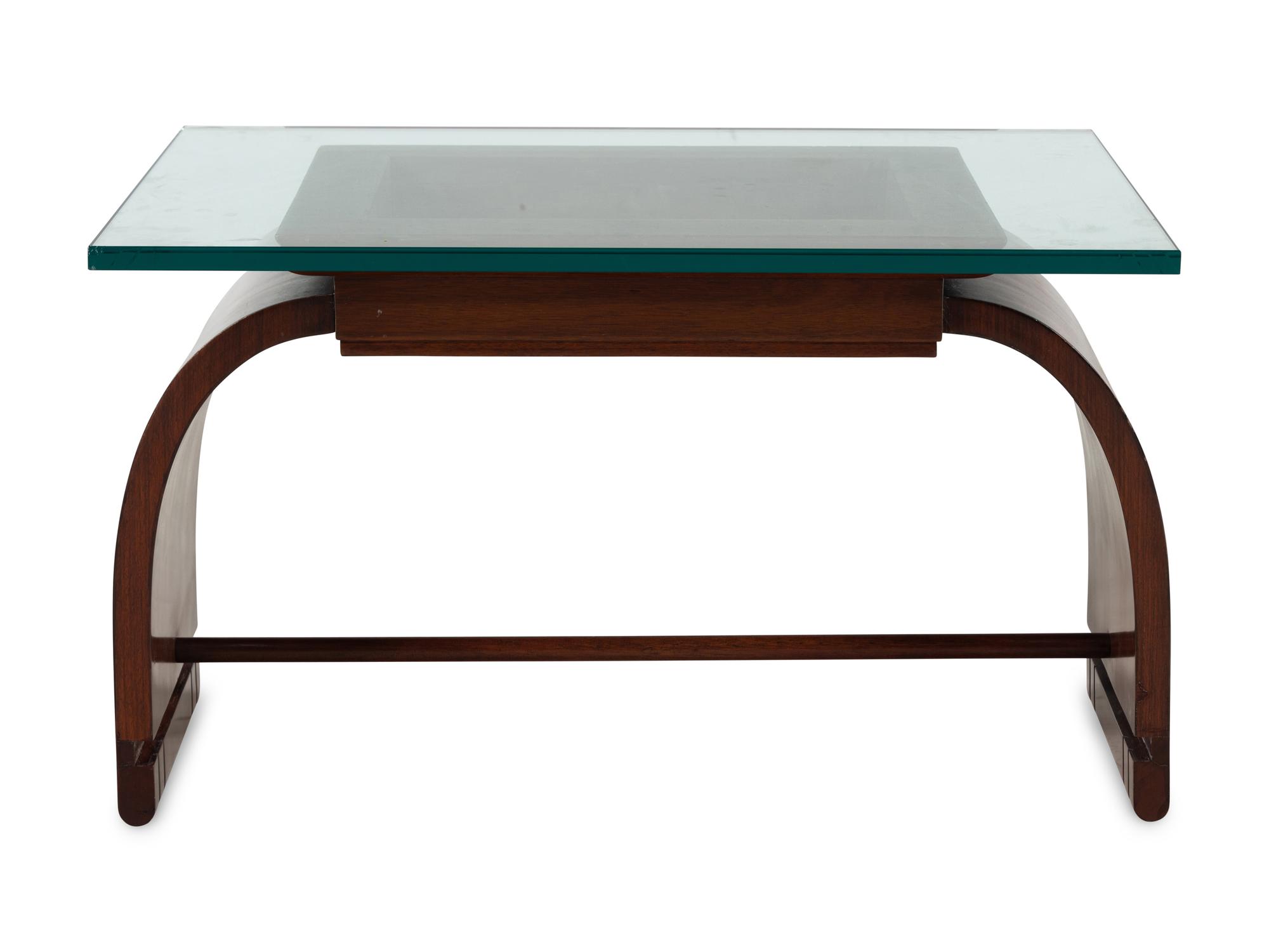 An Art Deco Style Mahogany and Glass Low Table