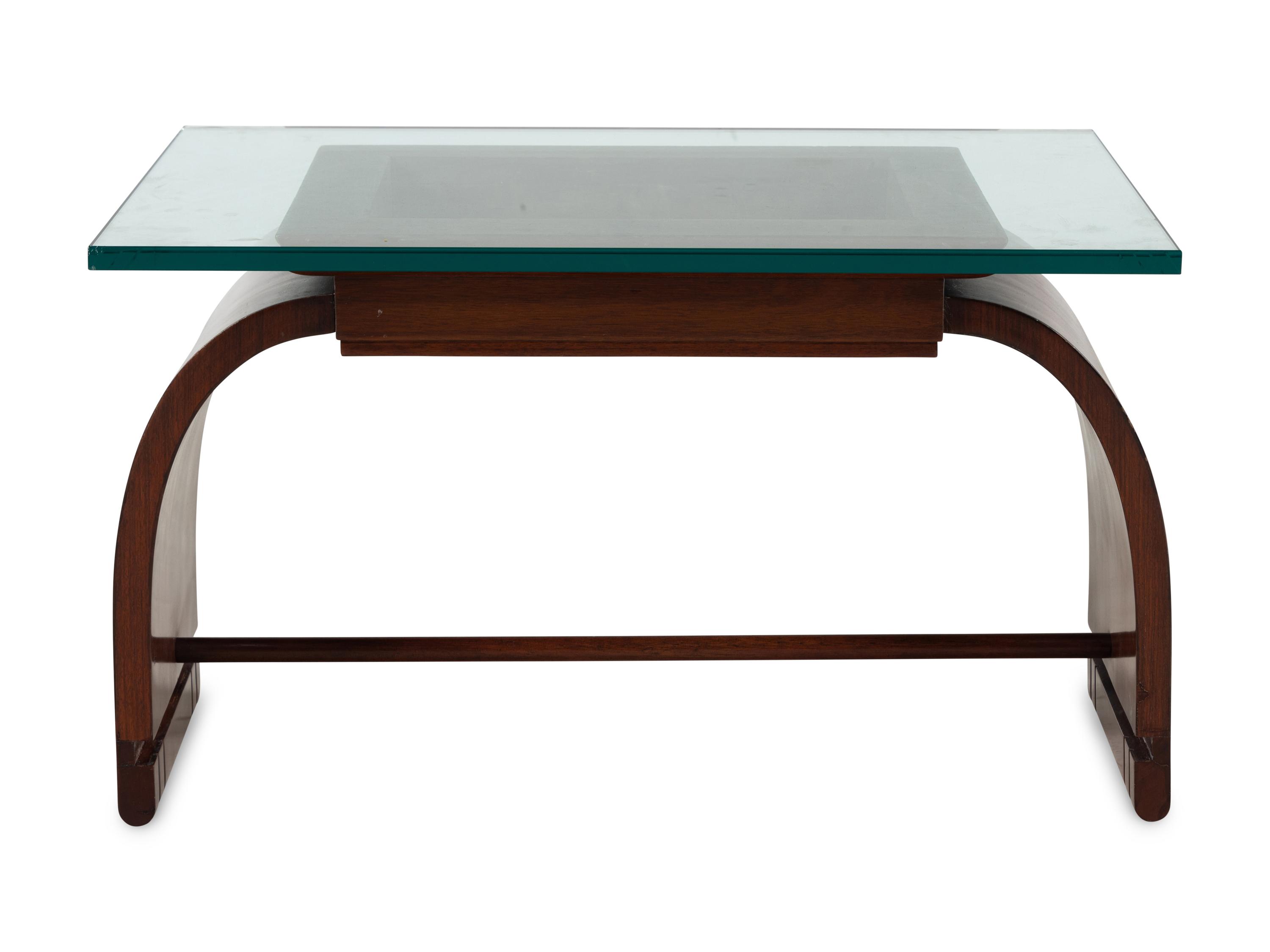 An Art Deco Style Mahogany and Glass Low Table