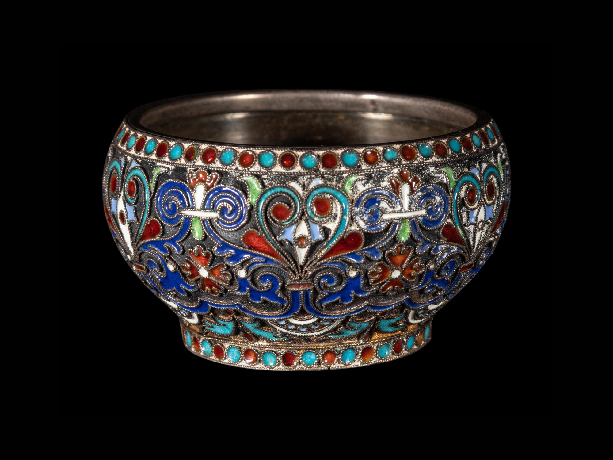 A Russian Enameled Silver Bowl